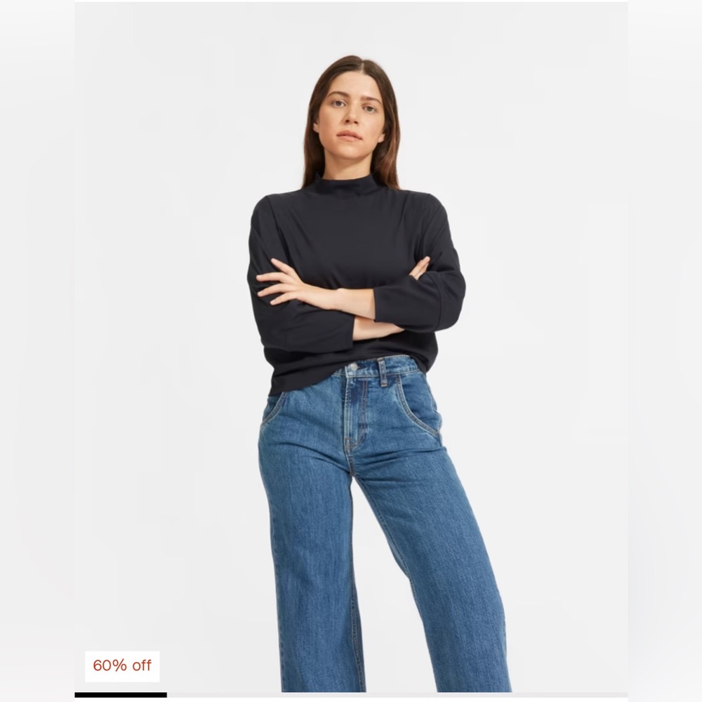 Everlane - The Luxe Cotton Mockneck Tee size small